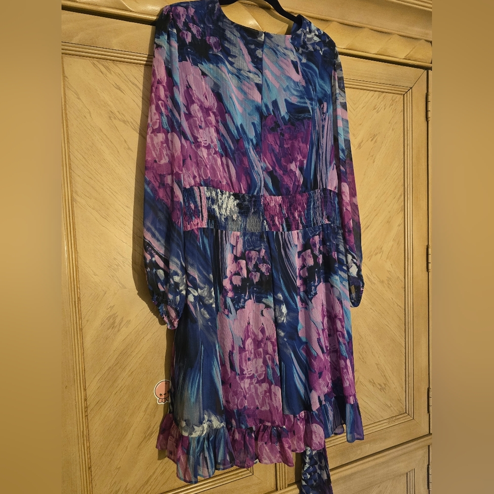Bleecker 126 Faux Wrap Dress . Size 22 W. Purple/ Pink/ Blue/ White - Picture 8 of 16